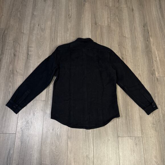 J.Crew Heavyweight Chamois Workshirt Mens M Black Button Up Long Sleeve Pockets - Picture 6 of 8